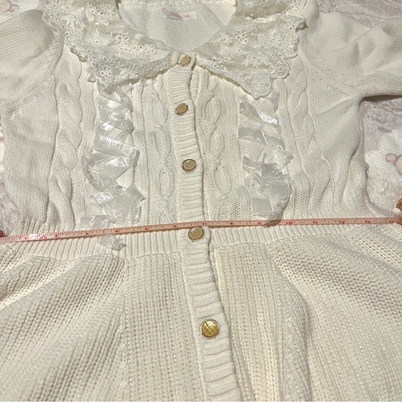 Liz Lisa Japan Knit Kawaii Long Cardigan w/ Ribbons Cottagecore Gyaru Jfashion - Picture 9 of 9
